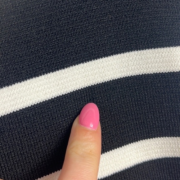 Zara Knit Black and White Striped Dress with Faux Leather Pockets Size Small - Picture 7 of 12